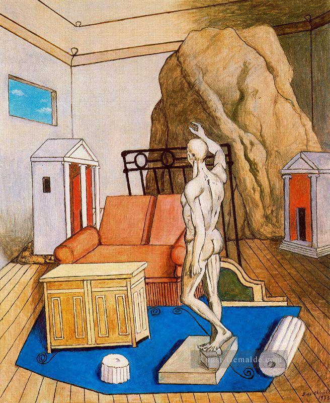 Möbel und Felsen in einem Raum 1973 Giorgio de Chirico Metaphysical Surrealismus Ölgemälde